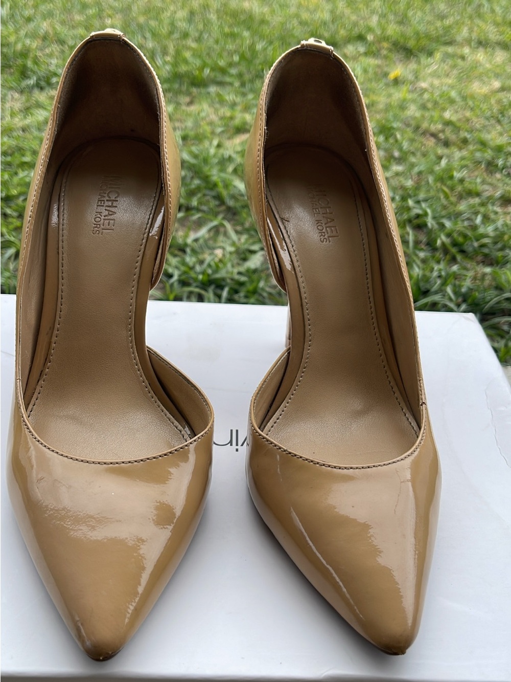Michael Kors Patent Pointed-Toe Pumps in Nude